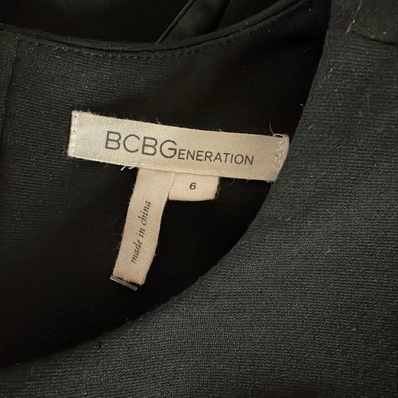 BCBG Mini Black Dress with Leather Detailing - Picture 3 of 3